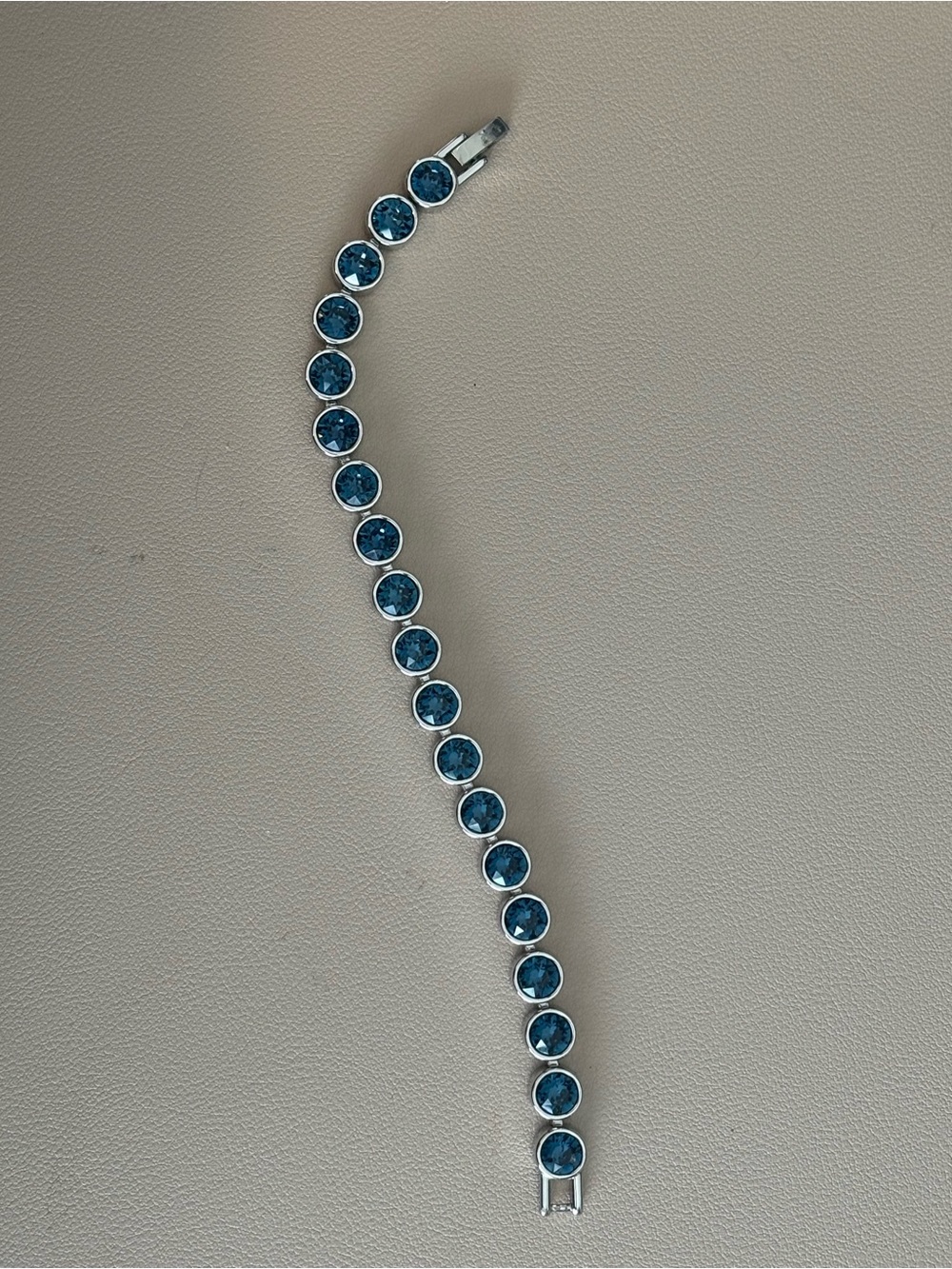 Touchstone Crystal Blue Round Crystal Tennis Bracelet